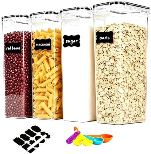 4pk 2.8L Airtight Containers, Clear Stackable Dry Food Storage