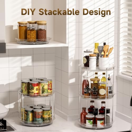 2 Tier Non-Skid Lazy Susan Turntable Organizer, 9" Rotating Spice Rack