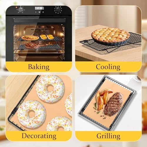 2 Tier Cookie Cooling Rack 13.4"x9.3" with 50 Pcs Baking Paper