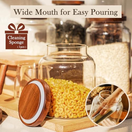 Labina Glass Jar with Wood Lid, Airtight Kitchen Storage Canister