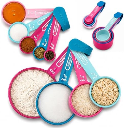 Farberware – Measuring Cup & Spoon Set (9-Piece) – Blue & Pink, Set of 9