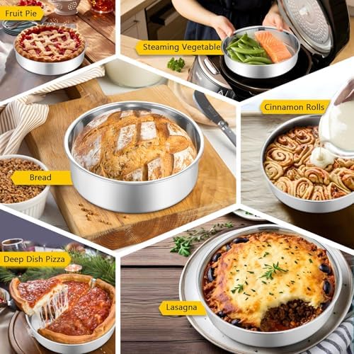P&P CHEF 6 Inch Cake Pan Set of 2, Stainless Steel Round Baking Cake Pans