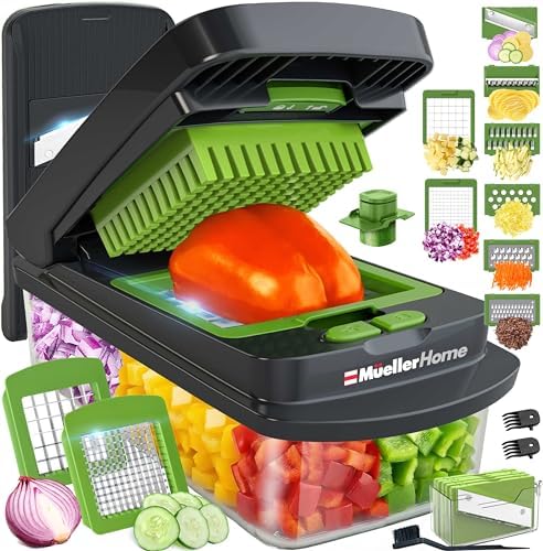 MUELLER HOME Pro-Series 10-in-1 Vegetable Chopper with Container, 8 Blade