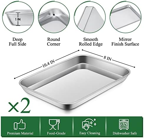 P&P CHEF 10.4 Inch Toaster Oven Pan Tray with Wire Rack, 4 PCS