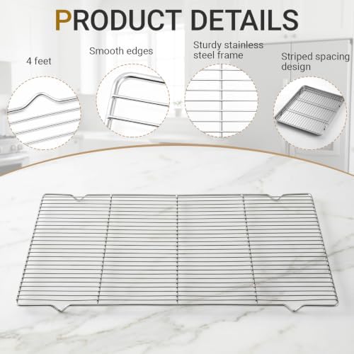 Lounsweer 8 Pcs Cooling Racks, 24L X 16W X 1H Stainless Steel Wire Rack for Baking Sheet, Large Cookie Cooling Rack, Oven Safe Cooking Racks for Sheet Pan, Dishwasher Safe