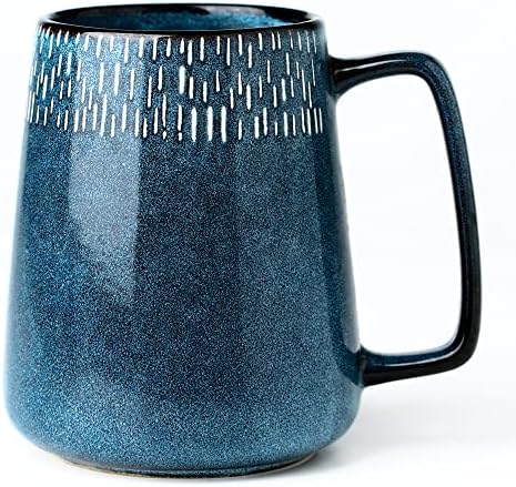 24 oz Large Ceramic Coffee mugs, Extra Large Cup, Big Handle (star blue)