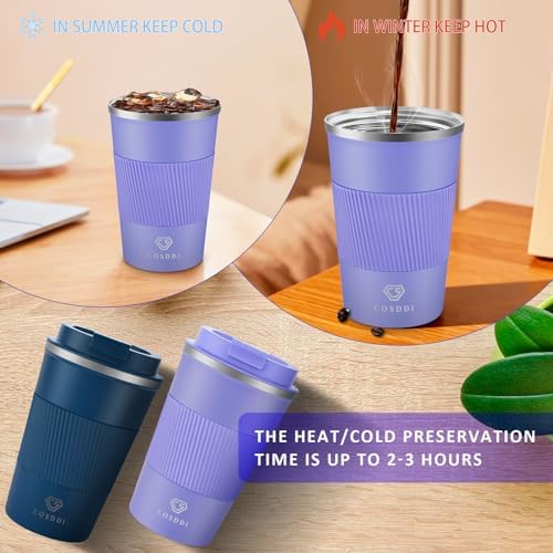 CS COSDDI 12 oz Coffee mug - Stainless Steel Coffee Cup with Leakproof Lid