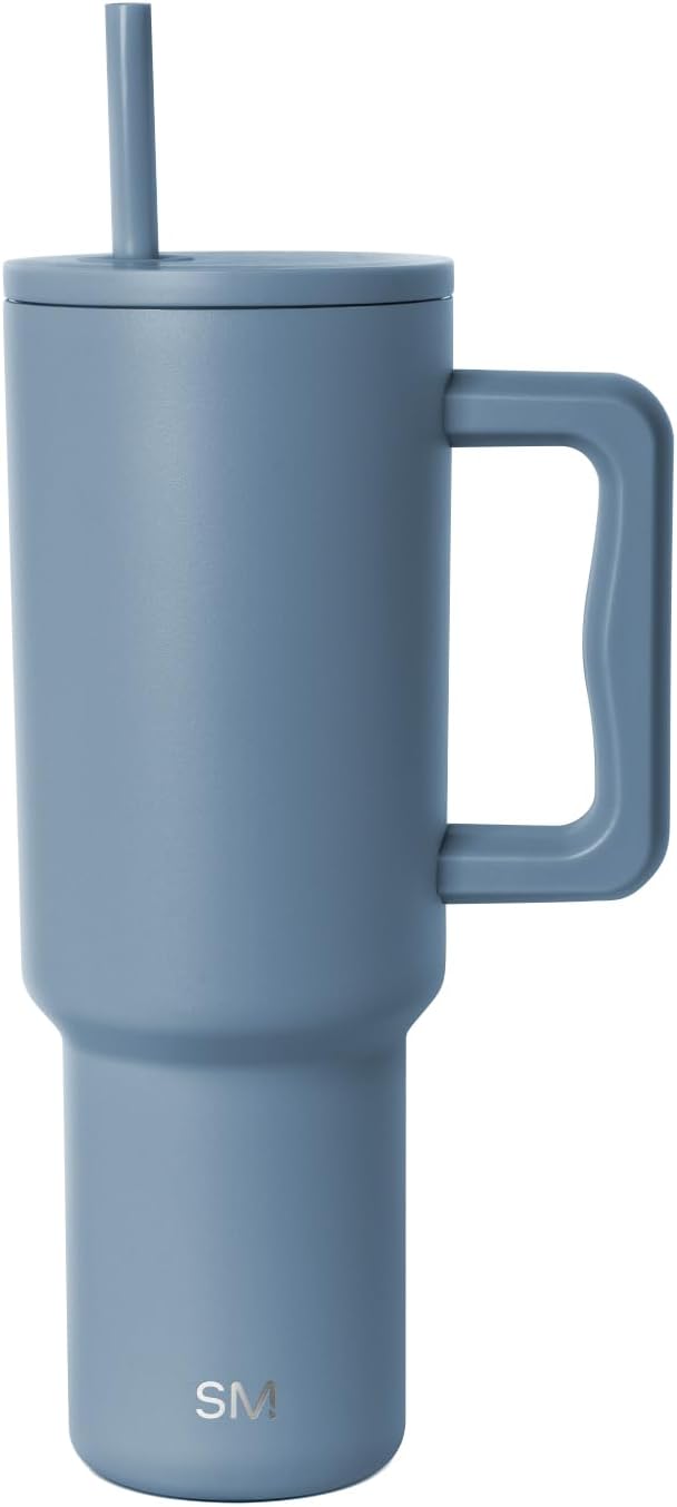 Simple Modern 40 oz Trek Tumbler with Handle and Straw Lid | Cup Holder Friendly Insulated Stainless Steel Travel Mug | Blue Dune