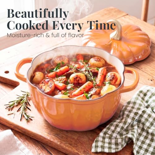 Larder & Vine 5.5 qt Pumpkin Enameled Cast Iron Dutch Oven Pot, Harvest