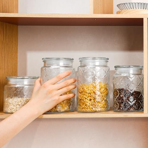 Adodeen Glass Storage Containers With Lids, Glass Jars With Lids, 32OZ