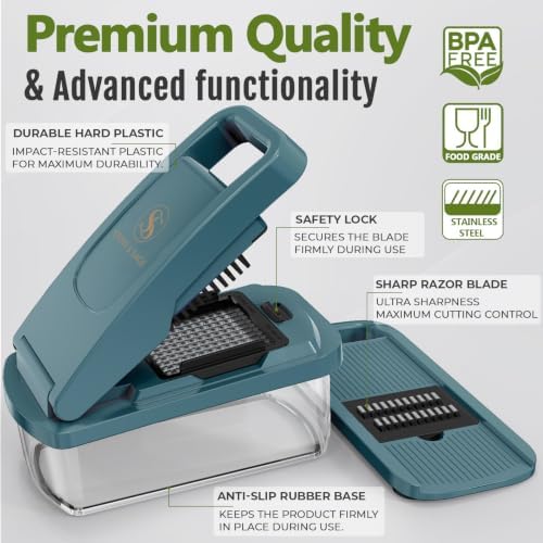 Multifunctional Vegetable Chopper & Mandoline Slicer with Spiralizer