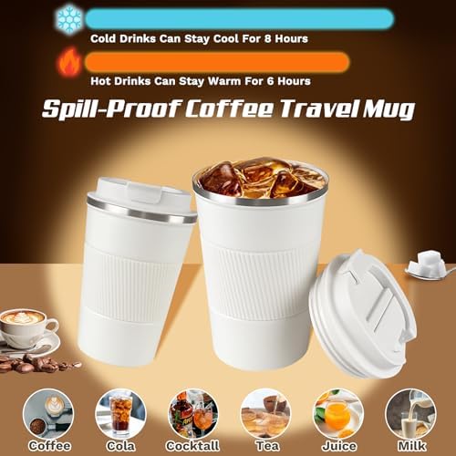 Vacuum Insulated Stainless Steel Travel Coffee Mug,Leak Proof Cup with Lid