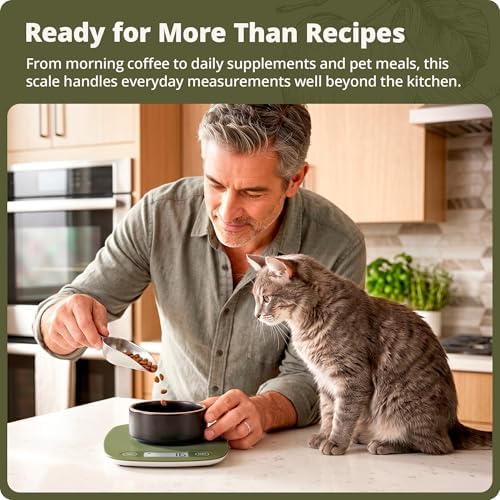 Greater Goods Food Scale, Slim & Compact Build, 1g Precision (Moss Green)