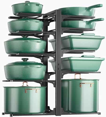 ORDORA Pots and Pans Organizer Under Cabinet 23.6" 10-Tier Adjustable Black