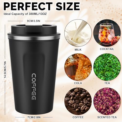 CS COSDDI 12 oz Coffee Mug - Stainless Steel Coffee Cup with Leakproof Lid