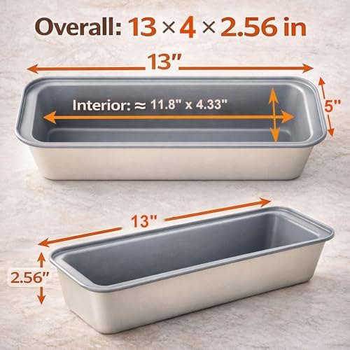Long Bread Loaf Pan 3 Pack, 12x4 Inch Nonstick Carbon Steel