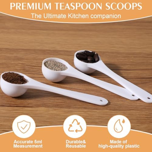 Maxdot 200 Pcs Teaspoon Measuring Spoons Bulk, 5 ml / 5 cc/ 1 Tsp