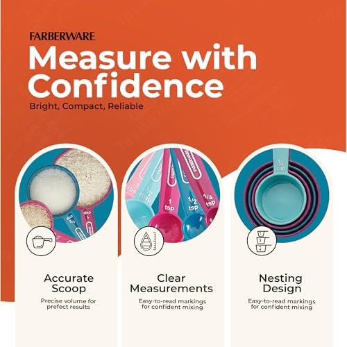Farberware – Measuring Cup & Spoon Set (9-Piece) – Blue & Pink, Set of 9