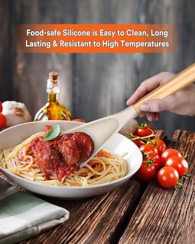 Badiano Silicone Cooking Spoon for Nonstick Cookwares, Multi-function,13.4"