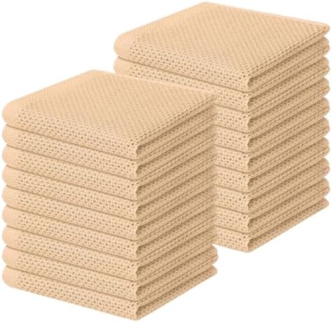 Homaxy 100% Cotton Waffle Weave Kitchen Dish Cloths 18-Pack, Apricot