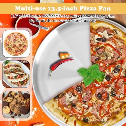 13½ Inch Pizza Pan for Oven, Nonstick Large Round Stainless Steel Pizza Pan