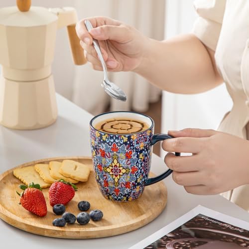 vancasso SIMI 12 oz Coffee Mugs Set of 6, Ceramic Mug with Handle, Boho