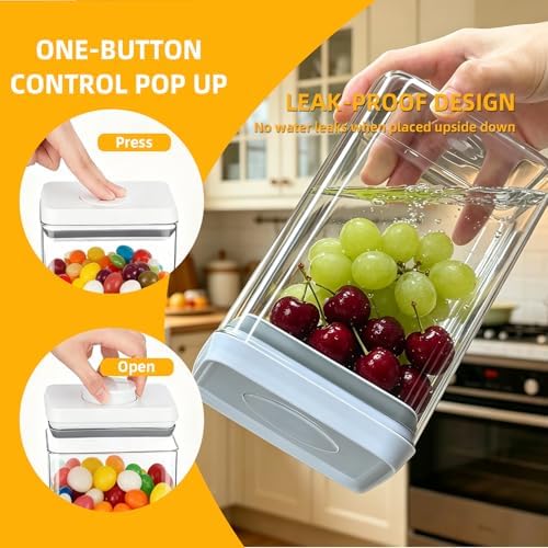 Pop Push Button Airtight Food Storage Containers Baking Set 5 Pcs