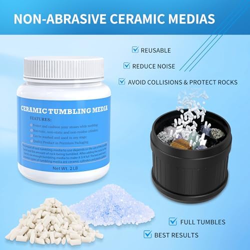 Rock Tumbler Grit Kit - 10LB Rock Polishing Grit & Ceramic Tumbling Media, 4-Step Polish Refill with Plastic Pellets, Polish Up to 70 lbs of Rocks, Compatible with All Rock Tumblers & Polishers