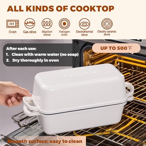 Cast Iron Loaf Pan with Lid, 11x5 Inch 5.8 Qt Sourdough Pan