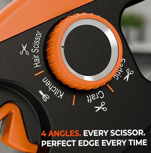 Orange Ninja Scissors Sharpener Tool – 4 Angle Settings, Easy Manual Use