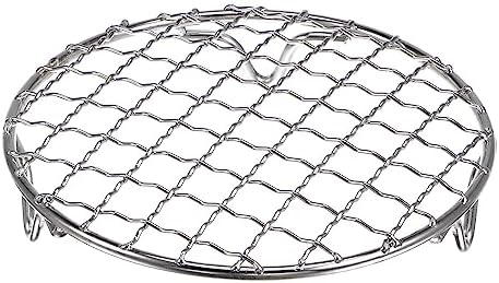 HARFINGTON Round Cooking Rack 5-inch 201 Stainless Steel Cross Wire Barbecue Grill Net with 20mm Legs for Cooking Baking Steaming BBQ