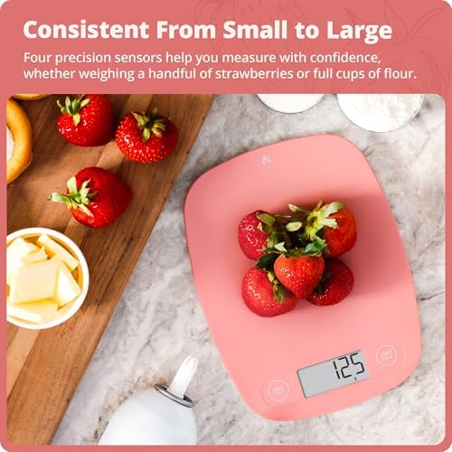 Greater Goods Food Scale, Slim & Compact Build, 1g Precision (Coral Pink)