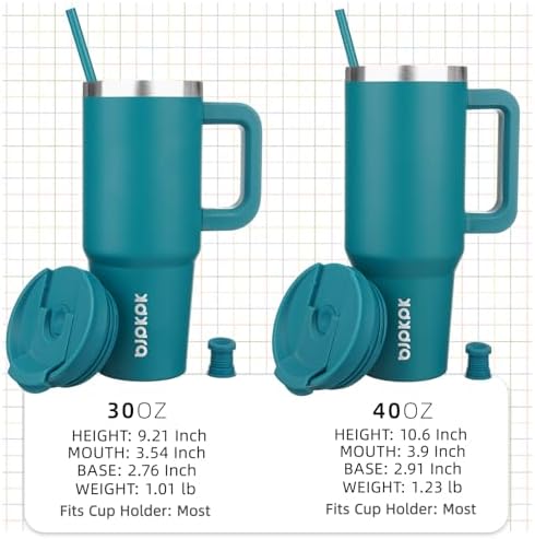 BJPKPK 30 oz Insulated Tumbler with Handle & Straw, Stainless Steel