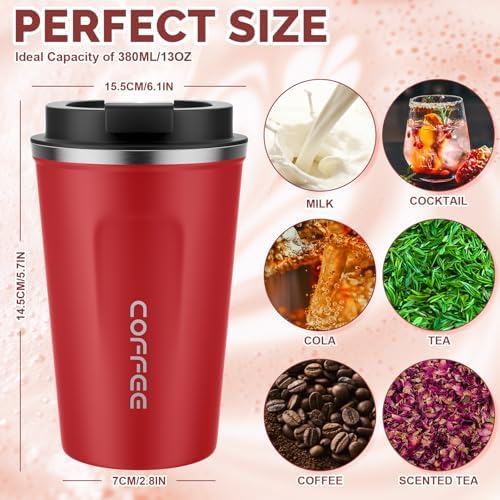 MOMSIV 12oz Travel Coffee Mug, Insulated Coffee Cup with Leakproof Lid