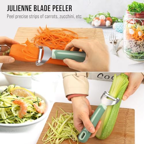 Julienne Peeler Vegetable Peeler with 4.8'' Long Silicone Handle