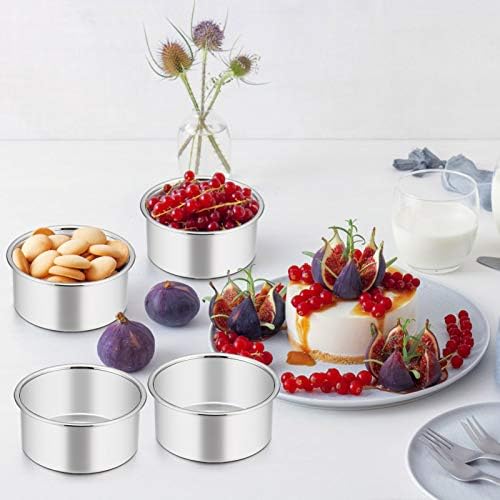 TeamFar 4 Inch Cake Pan, 6 Pcs Stainless Steel Round Baking Cake Pans Set