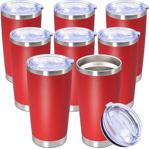 20oz Tumbler Stainless Steel Tumbler Coffee Tumbler with Lid Red, 8P