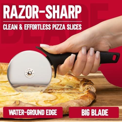 Pizza Cutter Wheel, 304 Stainless Steel Slicer with Blade Cover, 9-Inch