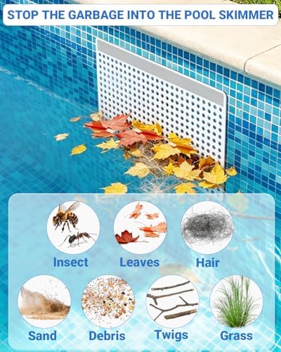 Magnetic Pool Skimmer Guard Kit 15.7"×9.8", Rustproof Pool Skimmer Leaf Guard Net with Rope & Telescopic Rod, Pool Skimmer Screen Saver,Debris, Hair & Leaves Catcher for Inground & Above Ground Pools