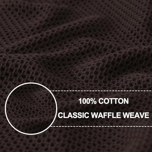 Homaxy 100% Cotton Waffle Weave Kitchen Dish Cloths 6-Pack, Dark Brown