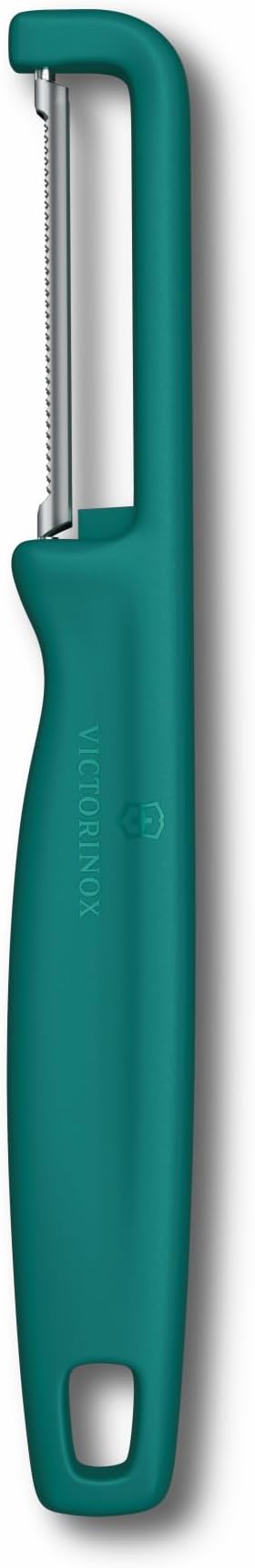 Victorinox Iota Peeler for Vegetables, Fruits, Serrated Edge, Extra Sharp, Swiss Made, Green