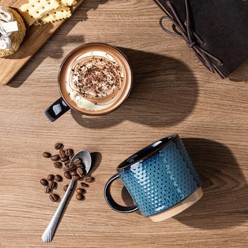 GBhome 15 OZ Stackable Coffee Mugs Set of 4, Ceramic Coffee Cups Set