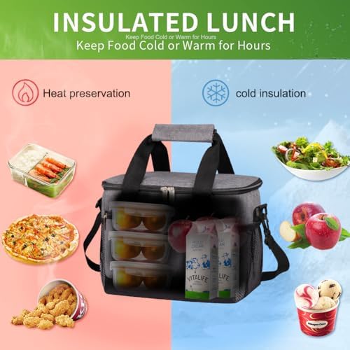 iknoe Insulated Lunch Bag, Foldable 8.5L Cooler Bag for Men & Women, Lunch Box
