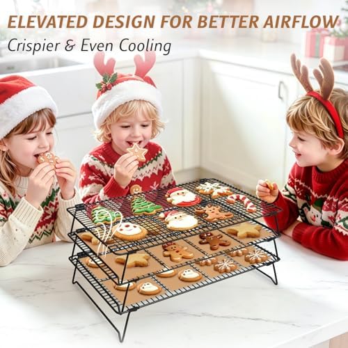 Cooling Racks for Cooking and Baking, 3-Tier 17" x 11" Stackable
