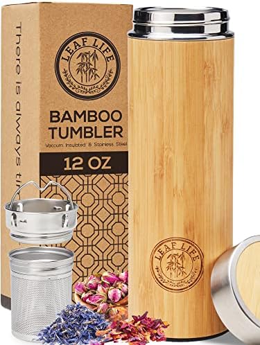 LeafLife Premium Bamboo Tea Tumbler with Infuser for Loose Leaf Tea