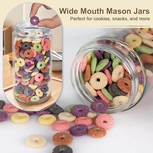 Overnight Oats Containers with Lids, 24oz Wide Mouth Mason Jars with Lids, 9 Pack Glass Jars with Airtight lid for Chia Pudding Yogurt Salad, Meal Prer Oatmeal Jars, Yellow