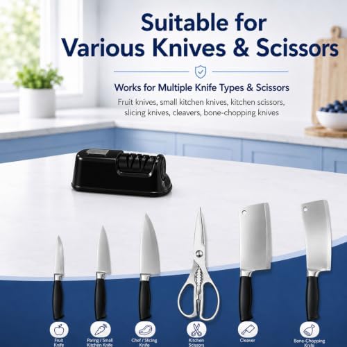 2-Stage Electric Knife Sharpener for Chef Knives, Black