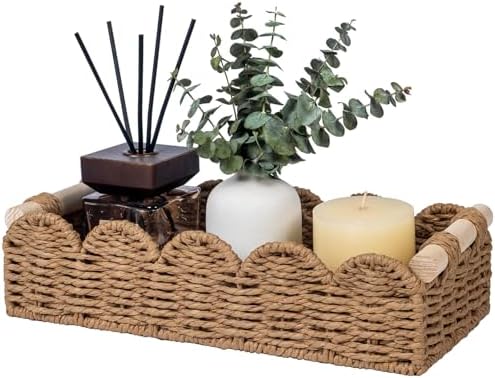 CubesLand Toilet Paper Storage Basket Organizer, Small Wicker Decor Basket