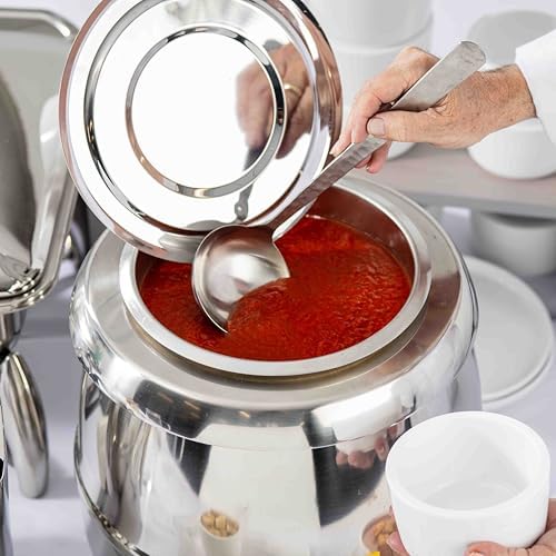 TableCraft Solaire Collection Hammered 18-0 Stainless Steel Ladle, 1.5 Oz. Capacity, 2.75"x2.75"x9", Perfect for Soup, Sauce & Gravy