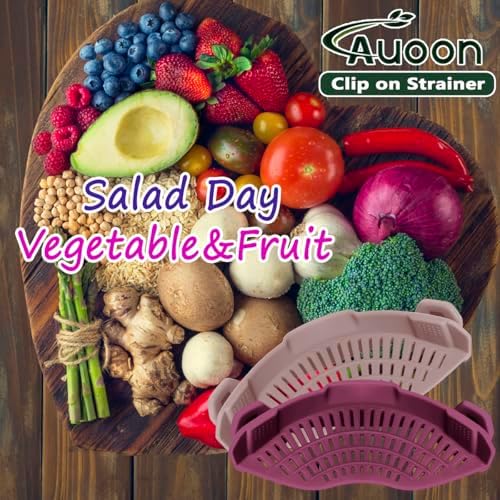AUOON Clip On Strainer Silicone for Pots, Standard 8.86 x 3.55in, Cherry